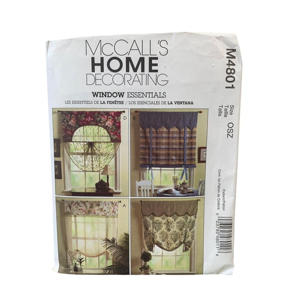 McCALL'S M4801 Home Decorating Window Essentials OSZ Sewing Pattern